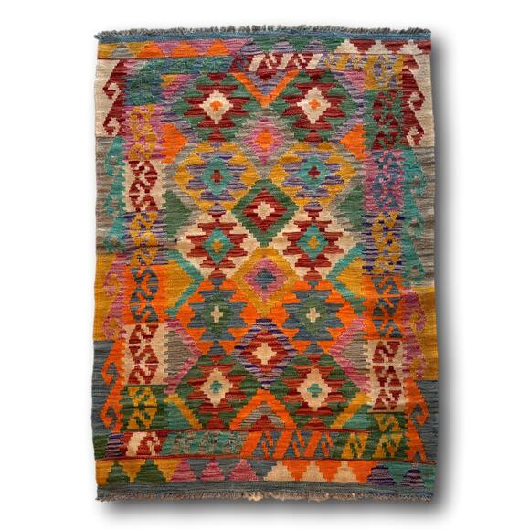 Vintage Other - Vintage Kilim Wool Accent Rug Colorful Tribal Medallion 3.2' x 5'